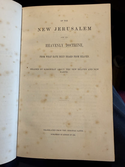 1860 Swedenborg : Of the New Jerusalem and its Heavenly Doctrine : Fine Binding