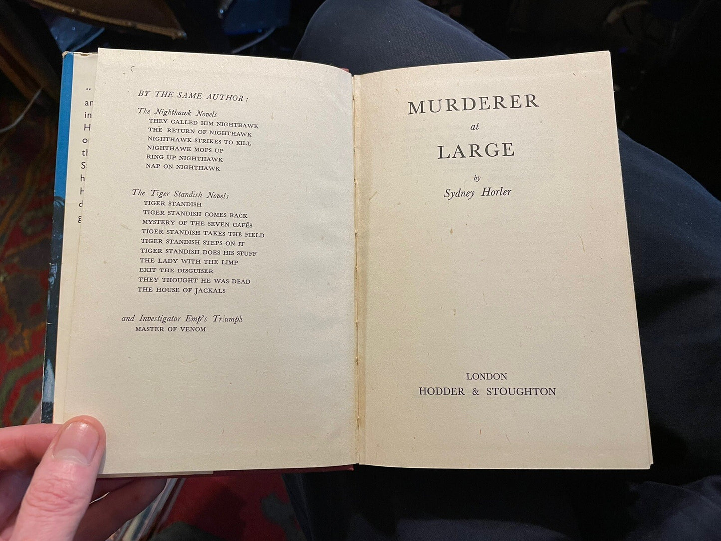 Sydney Horler : Murderer at Large : 1st Edition 1952 : Crime & Detection