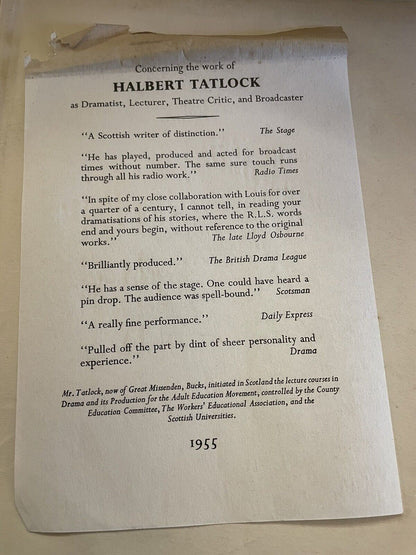 Halbert Tatlock : Unpublished Typed Manuscript : Everybody's Theatre / Drama