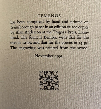 John Meade Falkner : Temenos : Seven Poems : Tragara Press Ltd Edition 1993