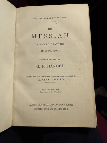 c1890 The Messiah : George Frederic Handel : Hand Painted Vellum Binding