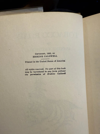 1932 Tobacco Road : Erskine Caldwell : 1st Thus : Unabridged Edition
