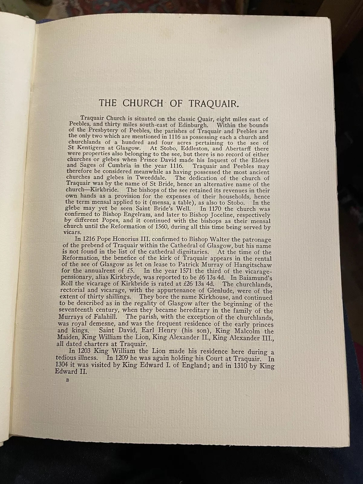 The Church of Traquair and Kailzie : Scottish Borders History : Dr Gunn 1931