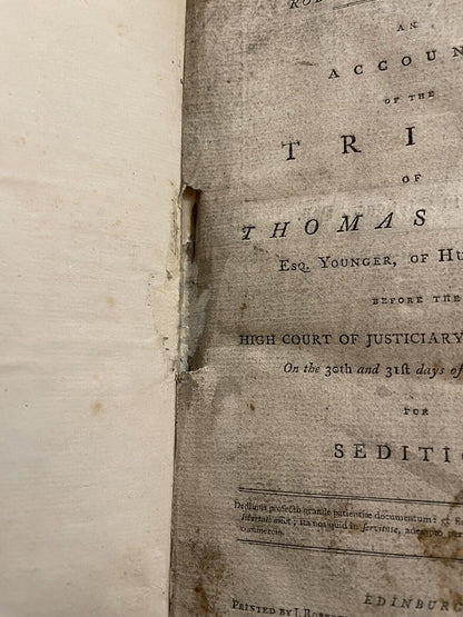 1793 Trial of Thomas Muir : Scottish Radical : Scotland : Criminal Law : Roberts