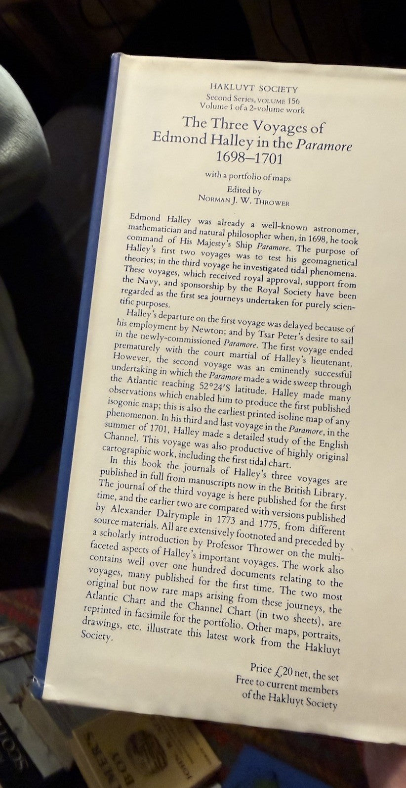 The Three Voyages of Edmond Halley in the Paramore 1698-1701 : Hakluyt Society