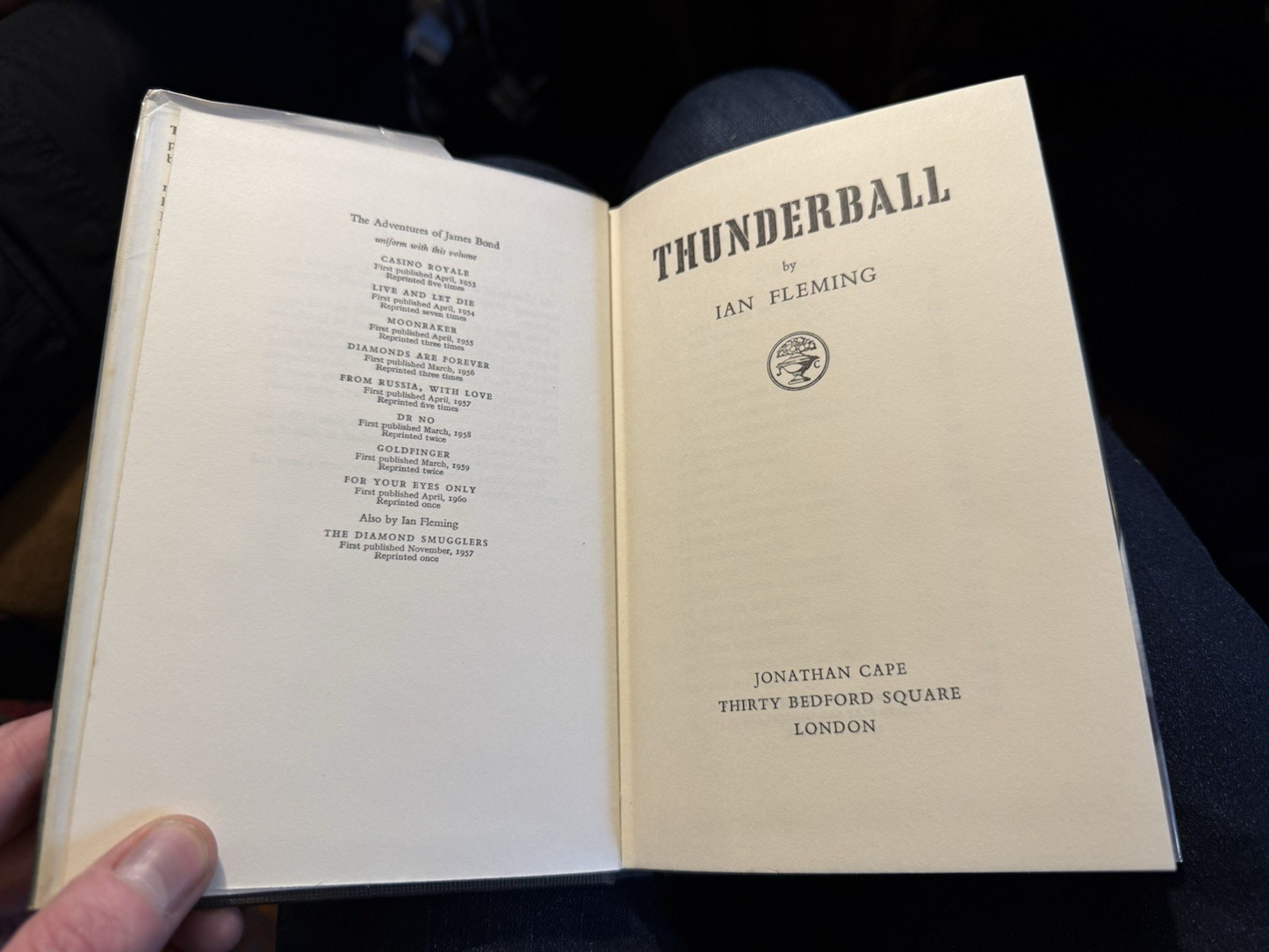 Ian Fleming : Thunderball : James Bond Novel : 1st Edition 1961 : Binding 'A'