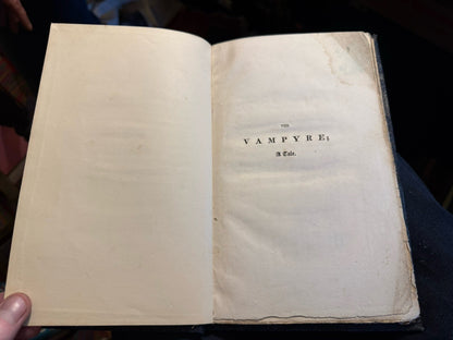1819 The Vampyre ; A Tale : John William Polidori (Byron Interest) Vampire
