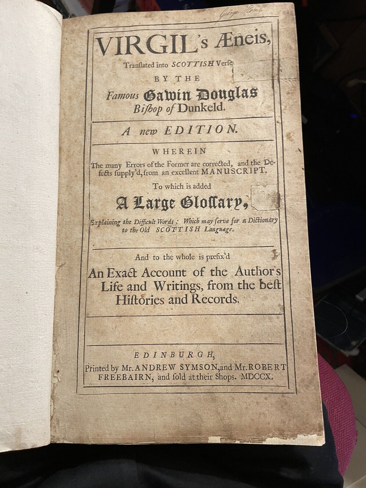 1710 Virgil's Aeneid Translated into Scottish Verse : Bishop Gavin Douglas