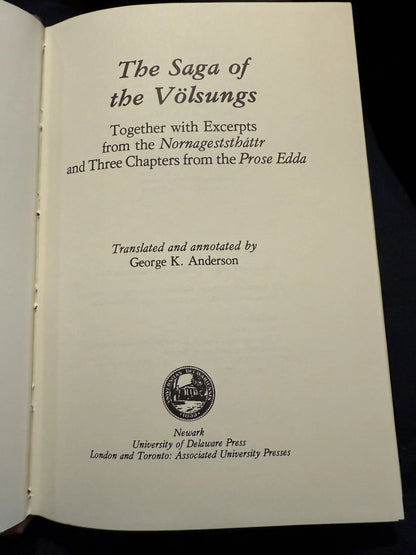 The Saga Of The Volsungs (1982 1st Ed) : George K. Anderson ; Poetry