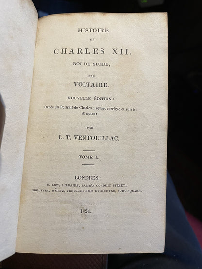 1824 Voltaire (2 Vols) Histoire de Charles XII : French Language : History