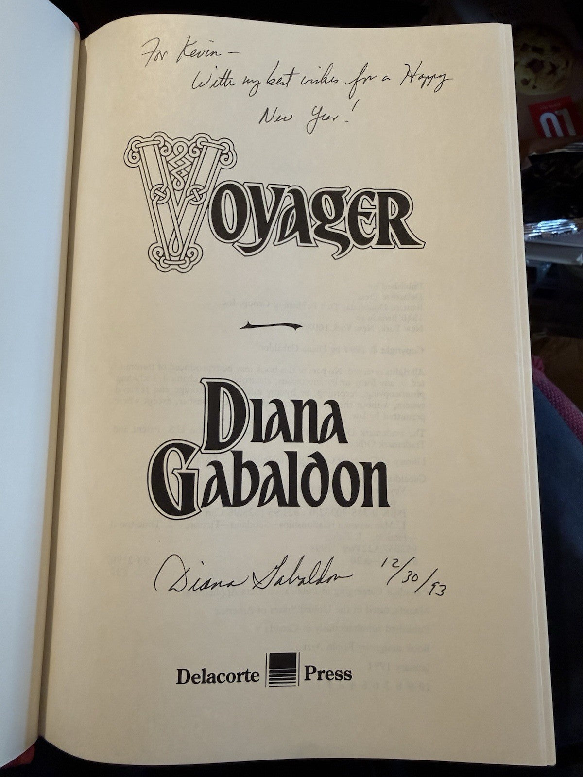 Voyager : Diana Gabaldon (SIGNED) 1st/1st Edition : Outlander Series