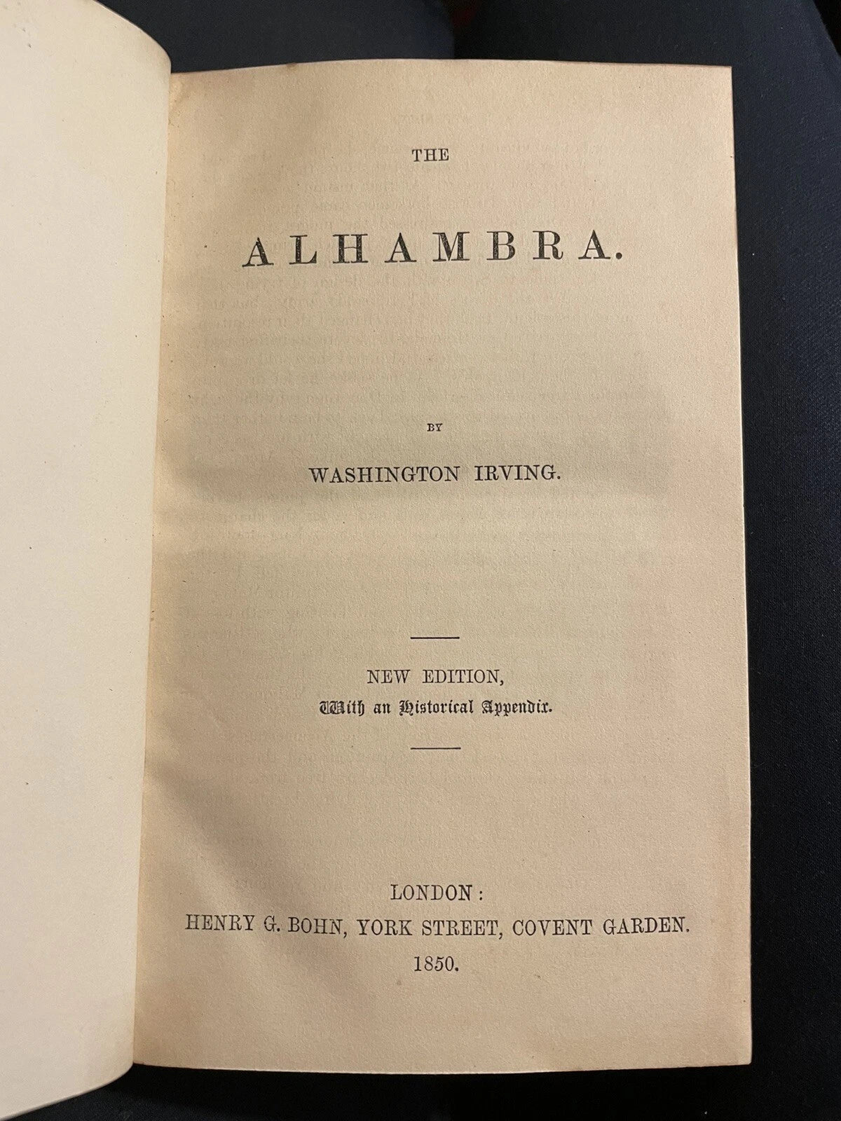 1850 Washington Irving : The Alhambra : Half Leather Binding