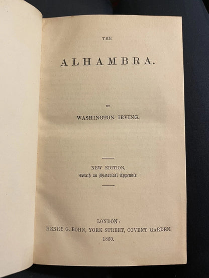 1850 Washington Irving : The Alhambra : Half Leather Binding
