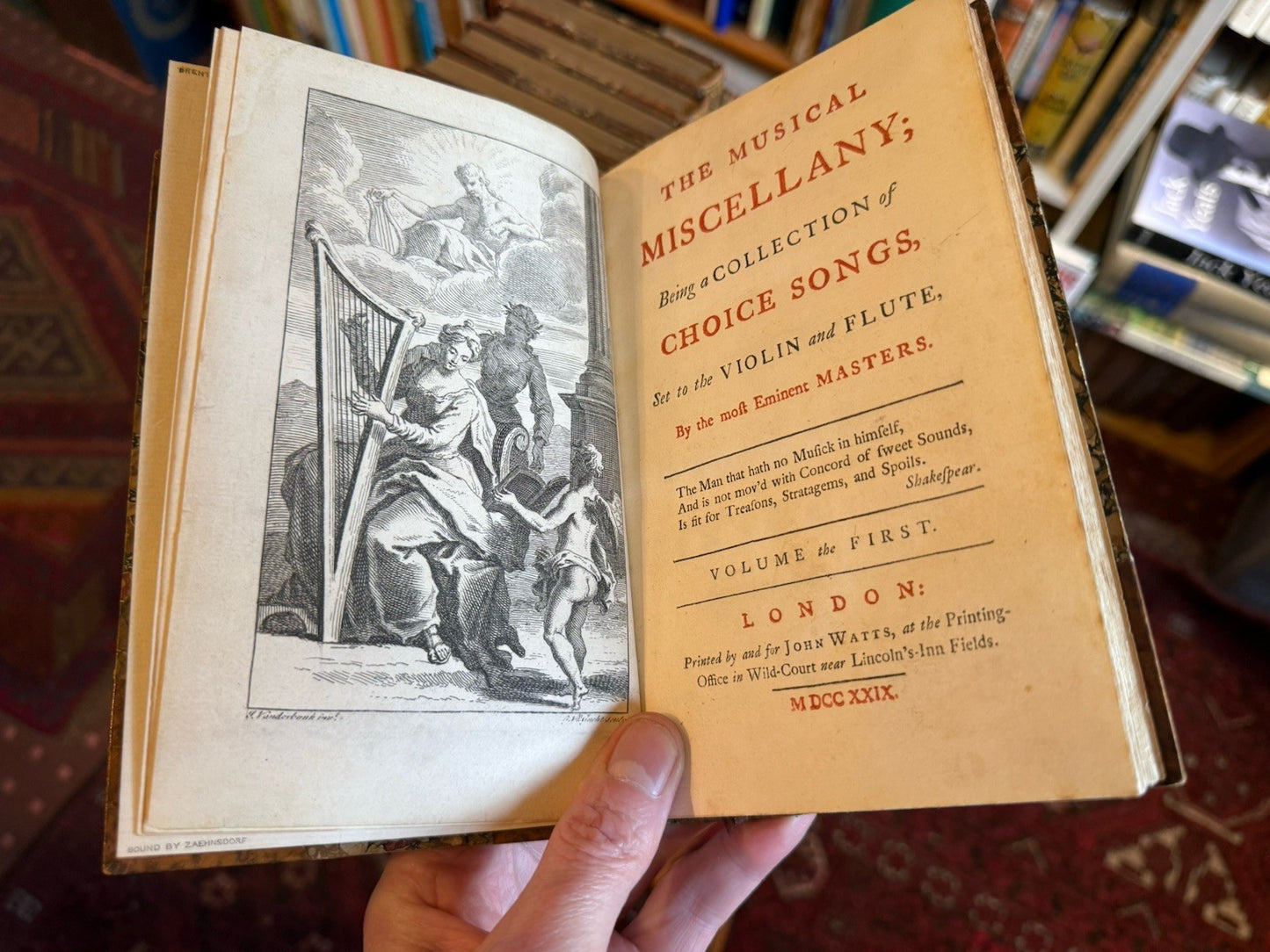 The Musical Miscellany (6vols) Zaehnsdorf : Violin & Flute : Watts 1729-1731