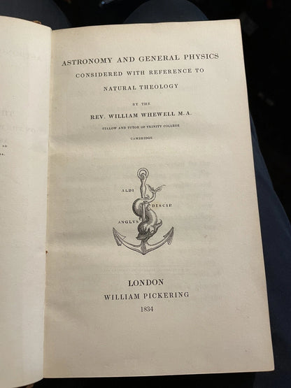 1834 Astronomy & General Physics with Reference to Natural Theology : Whewell
