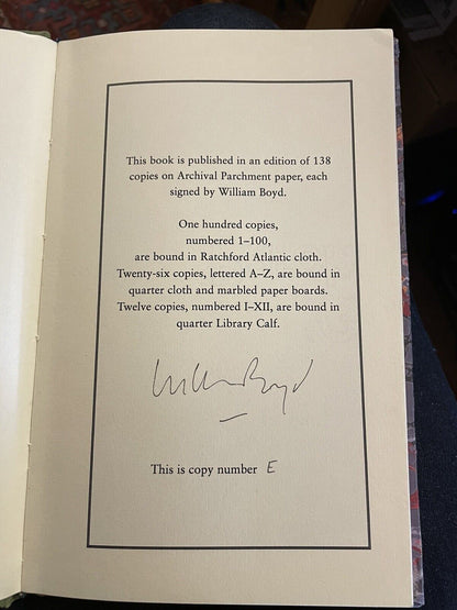 William BOYD / Protobiography Lettered Edition Signed Limited 1st Edition 1998