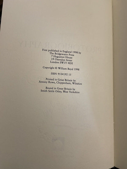William BOYD / Protobiography Lettered Edition Signed Limited 1st Edition 1998