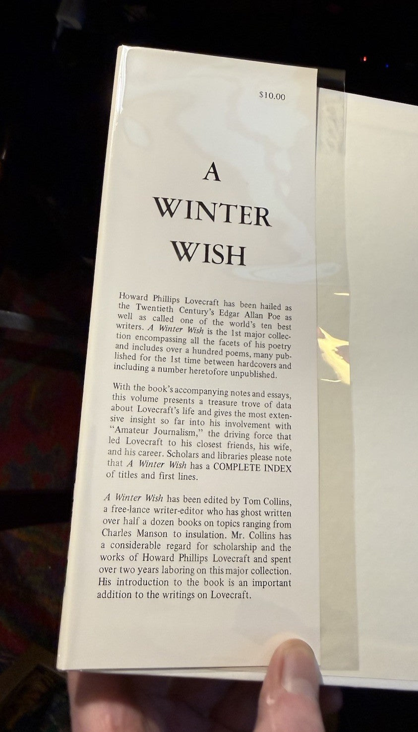 H.P. Lovecraft : A Winter Wish and Other Poems (2000 copies) First Edition 1977