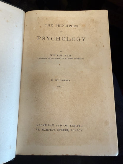 1890 William James : Principles of Psychology : Two Volumes