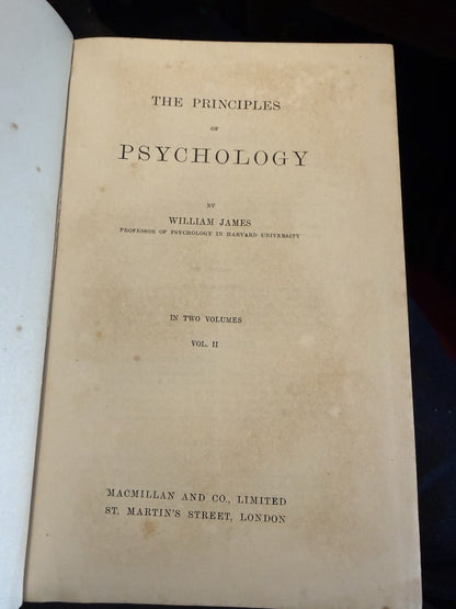 1890 William James : Principles of Psychology : Two Volumes