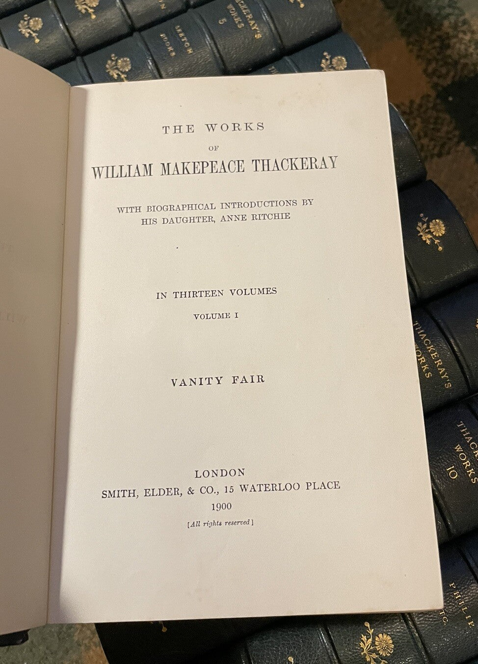 1898 The Works of William Makepeace Thackeray (13 Volumes) Oxford Bindings
