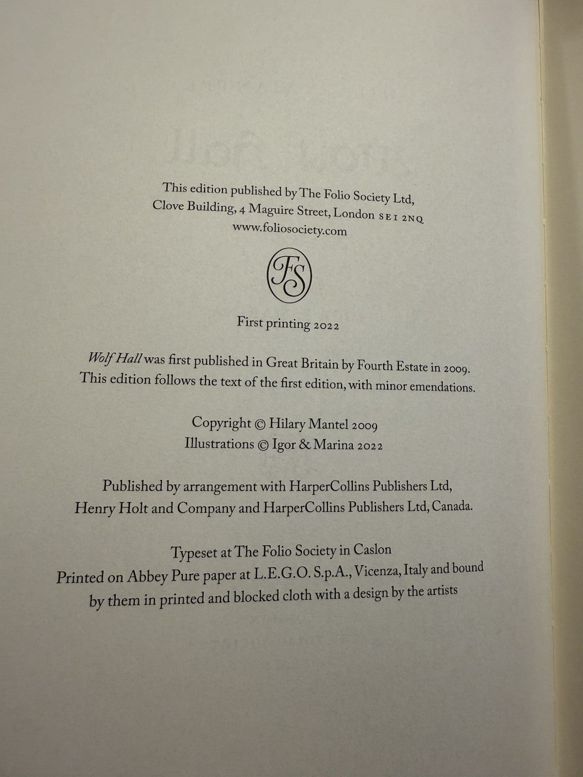 Wolf Hall : Hilary Mantel : 2022 Signed by Author : First Edition