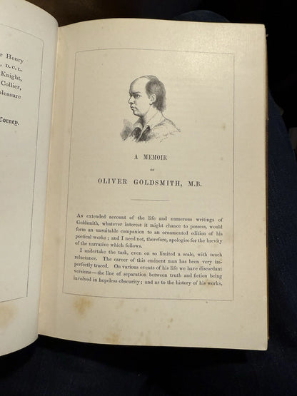 1845 Poetical Works of Oliver Goldsmith : Wood Engravings : Bespoke Binding
