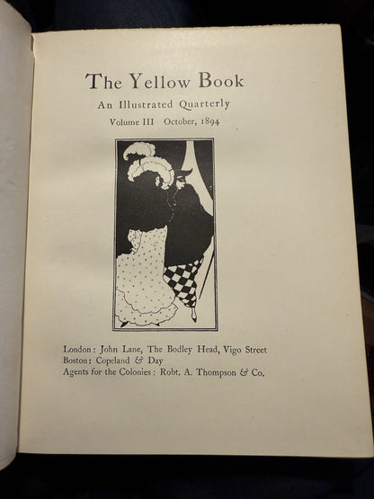 The Yellow Book (Volume 3) Oct 1894 Illustrated Quarterly Aubrey Beardsley III