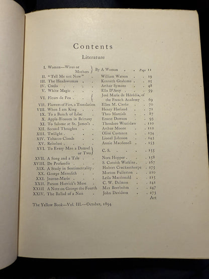 The Yellow Book (Volume 3) Oct 1894 Illustrated Quarterly Aubrey Beardsley III