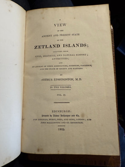 1809 Edmondston : Zetland Islands (2 Volumes) History Shetland Scotland