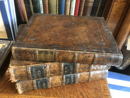 1857 Brown's Self Interpreting Bible + Dictionary (2 Vols) Leather Bindings