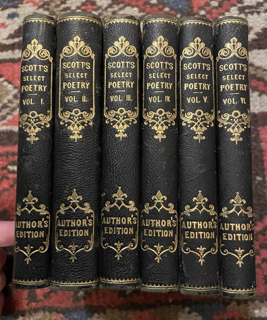 1852 The Select Poetry of Sir Walter Scott (6 Volumes Complete) Scottish Poems