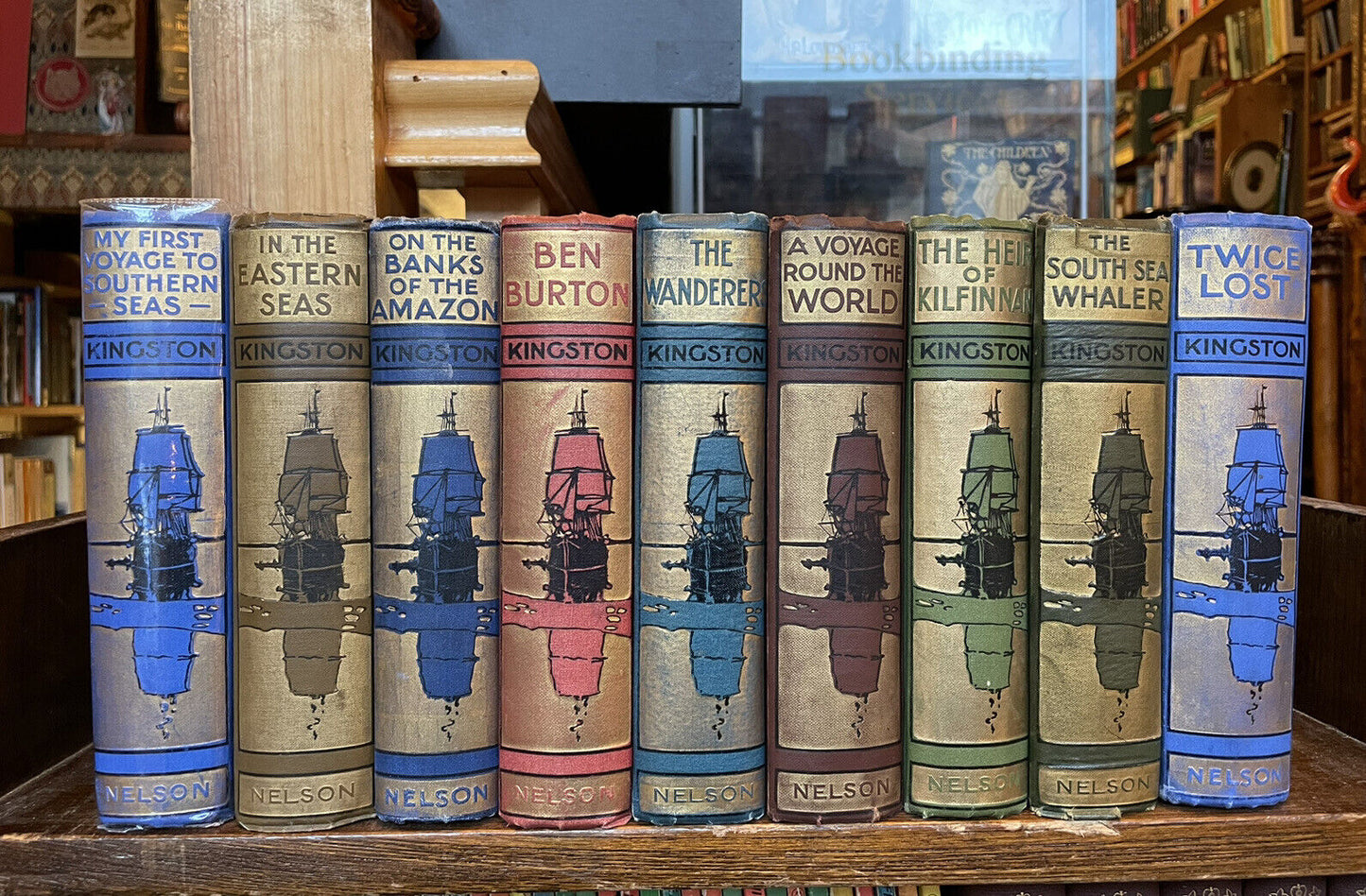 W H G Kingston (9 Books)  Boys High Sea Adventure Stories : Travels / Ships VGC