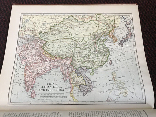 1902 Roddy's Complete Geography - Illustrated + Colour Maps - Good Condition