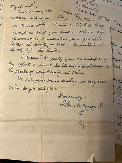 The Unknown Turner : John Anderson : Private Print (1000 Copies) With Letters