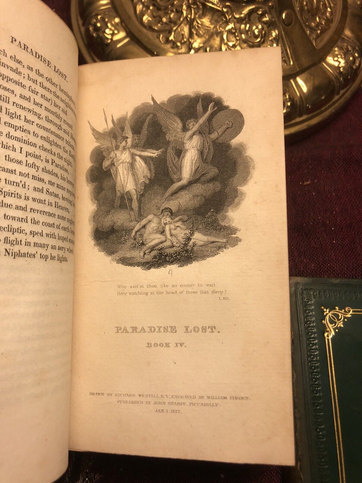 1825 PARADISE LOST John Milton ENGRAVINGS 2 Volumes FULL LEATHER Marble eps