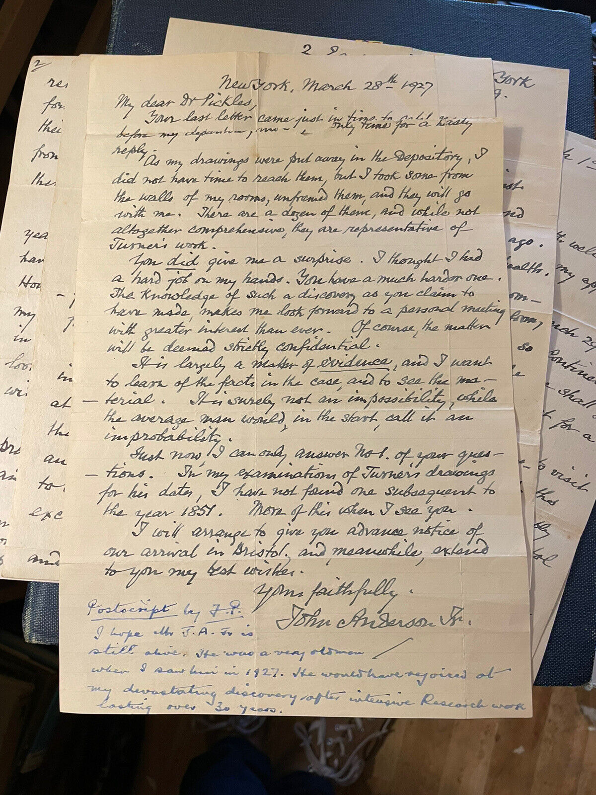 The Unknown Turner : John Anderson : Private Print (1000 Copies) With Letters