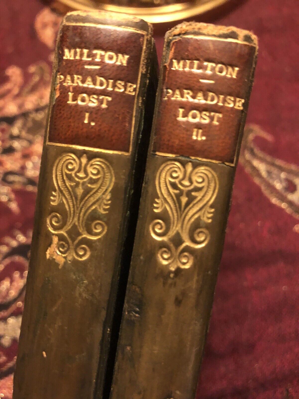 1825 PARADISE LOST John Milton ENGRAVINGS 2 Volumes FULL LEATHER Marble eps