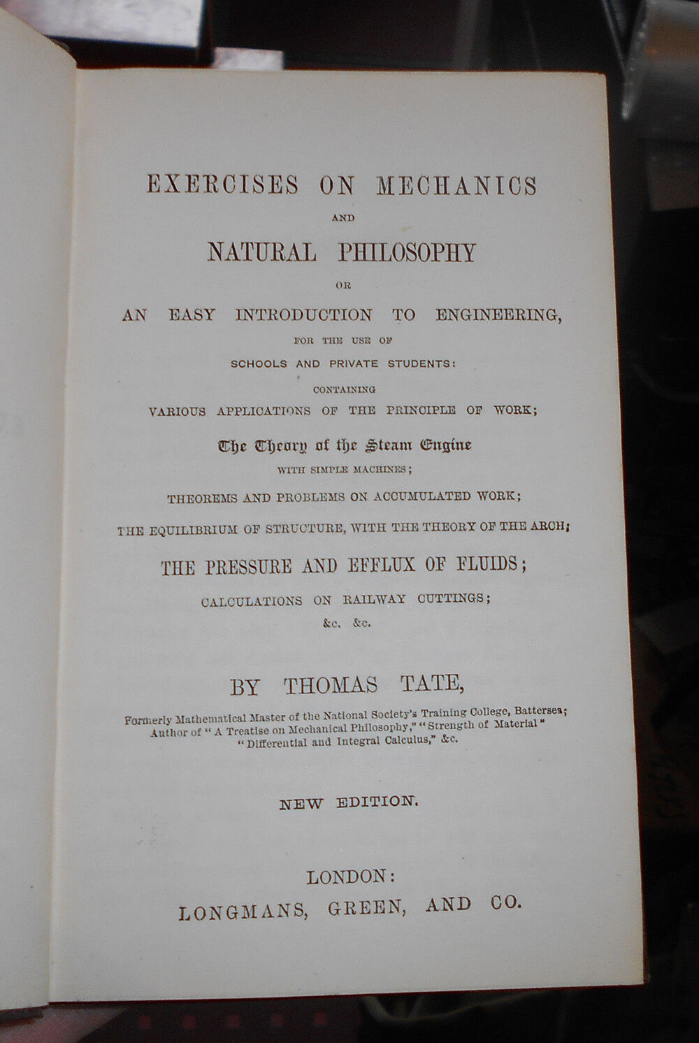 1881 Tate EXERCISES ON MECHANICS and NATURAL PHILOSPHY Engineering Steam Engines