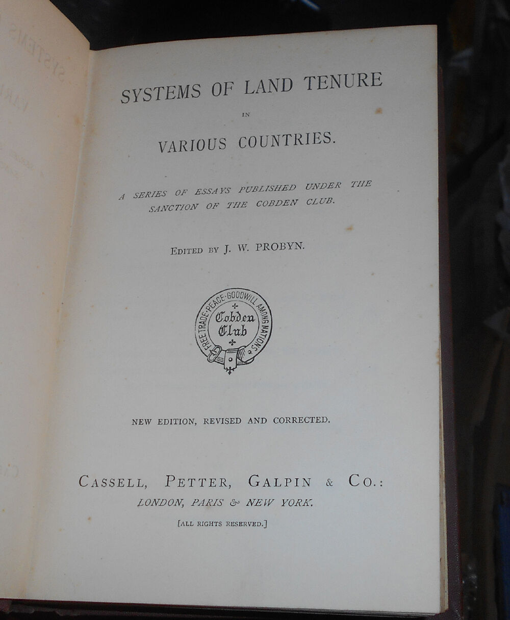 1881 Systems of Land Tenure in Various Countries - Agriculture Laws Land Reform