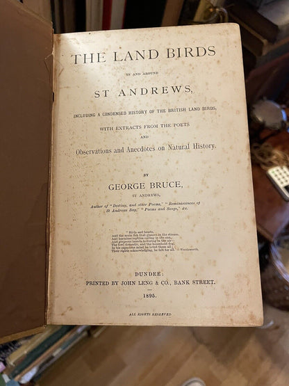 The Land Birds About St Andrews by George Bruce : Scottish Ornithology 1895