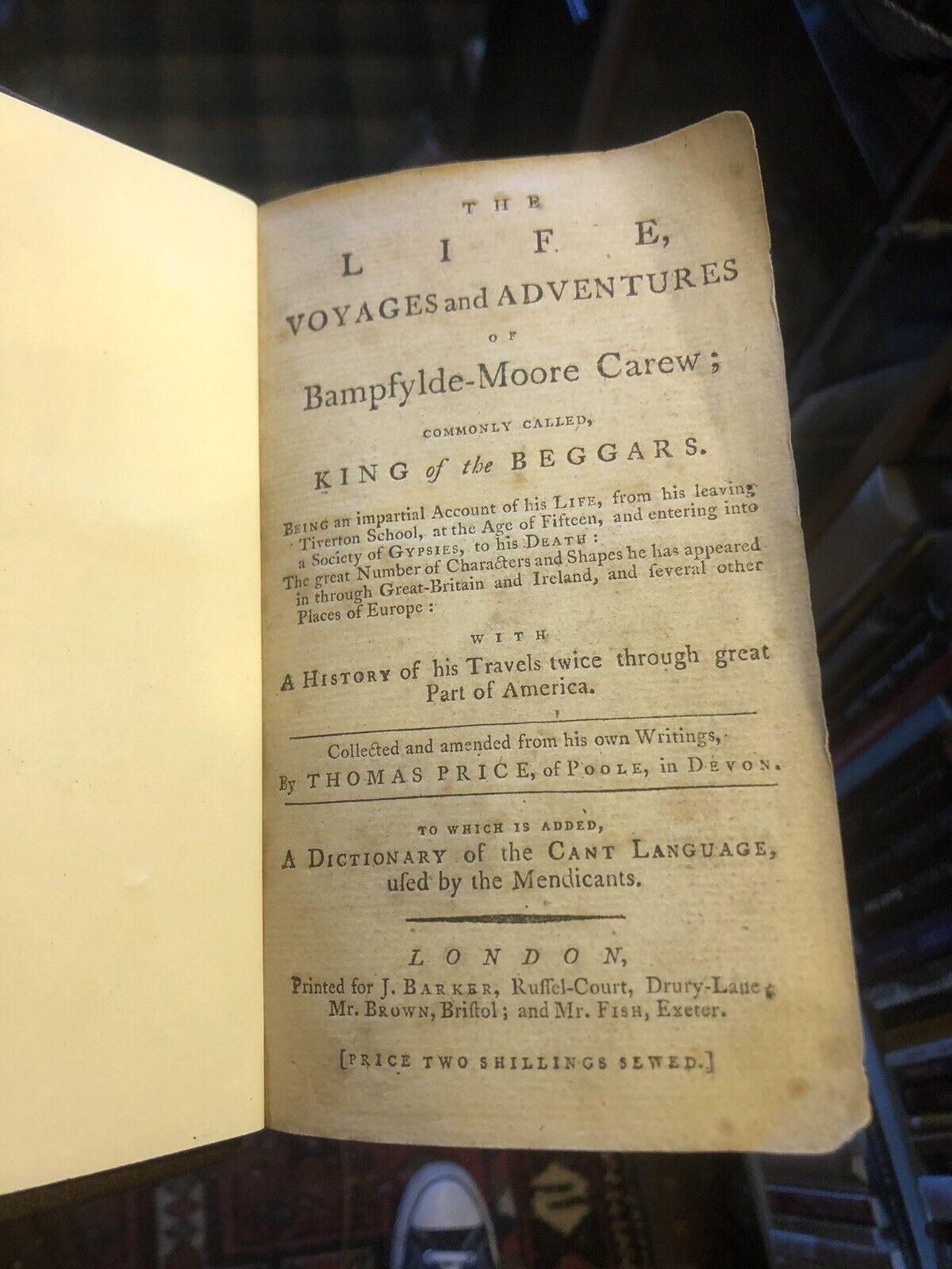 1785 KING OF THE GIPSIES : Voyages and Adventures of Bampfylde-Moore Carew