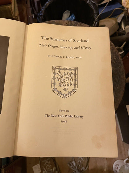 The Surnames of Scotland - Origin Meaining &amp; History - Scottish Genealogy 1946