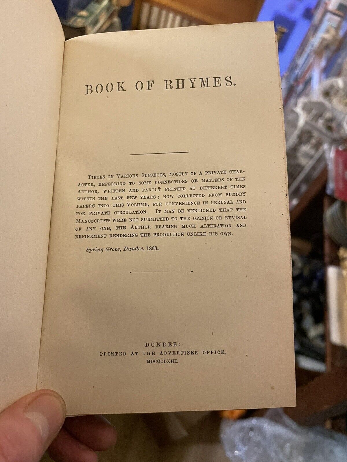 1863 Scottish Victorian Book of Rhymes : Worse than McGonagall : Dundee Scarce