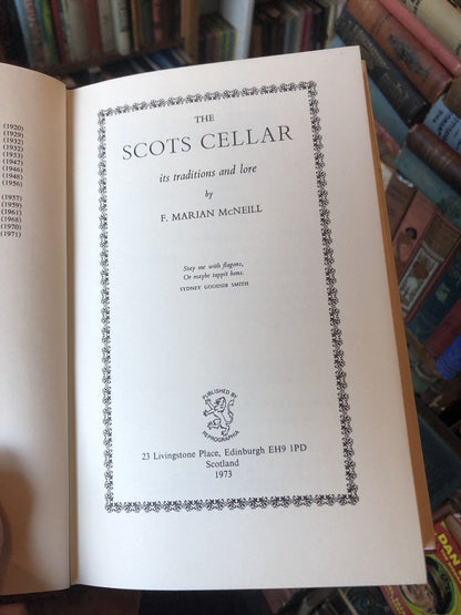 THE SCOTS CELLAR by F. Marian McNeill SCOTTISH WHISKY RECIPES Cocktails FOLKLORE