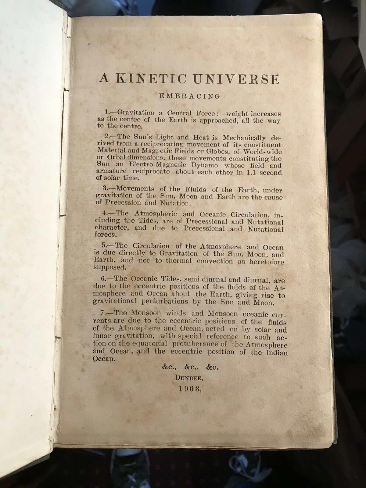 A KINETIC UNIVERSE John Jones GRAVITATION Oceanic Tides PHYSICS Astronomy 1903