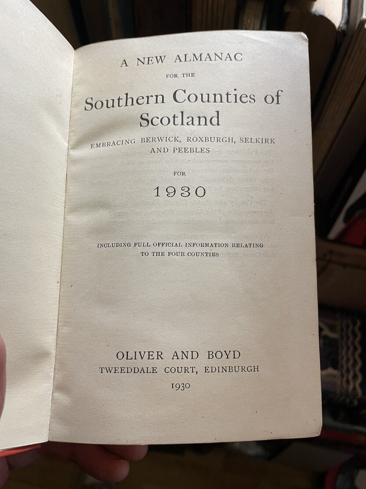A New Almanac for the Southern Counties of Scotland for 1930