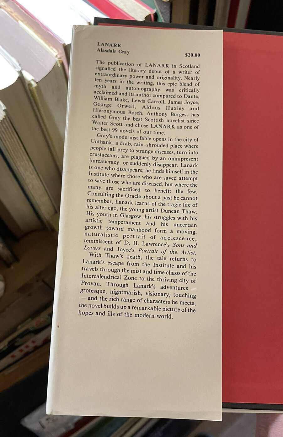 LANARK : Alasdair Gray : FIRST AMERICAN EDITION Hardback In DW