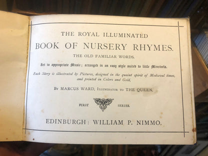 1872 The Royal Illuminated Book of Nursery Rhymes : Printed in Colours & Gold