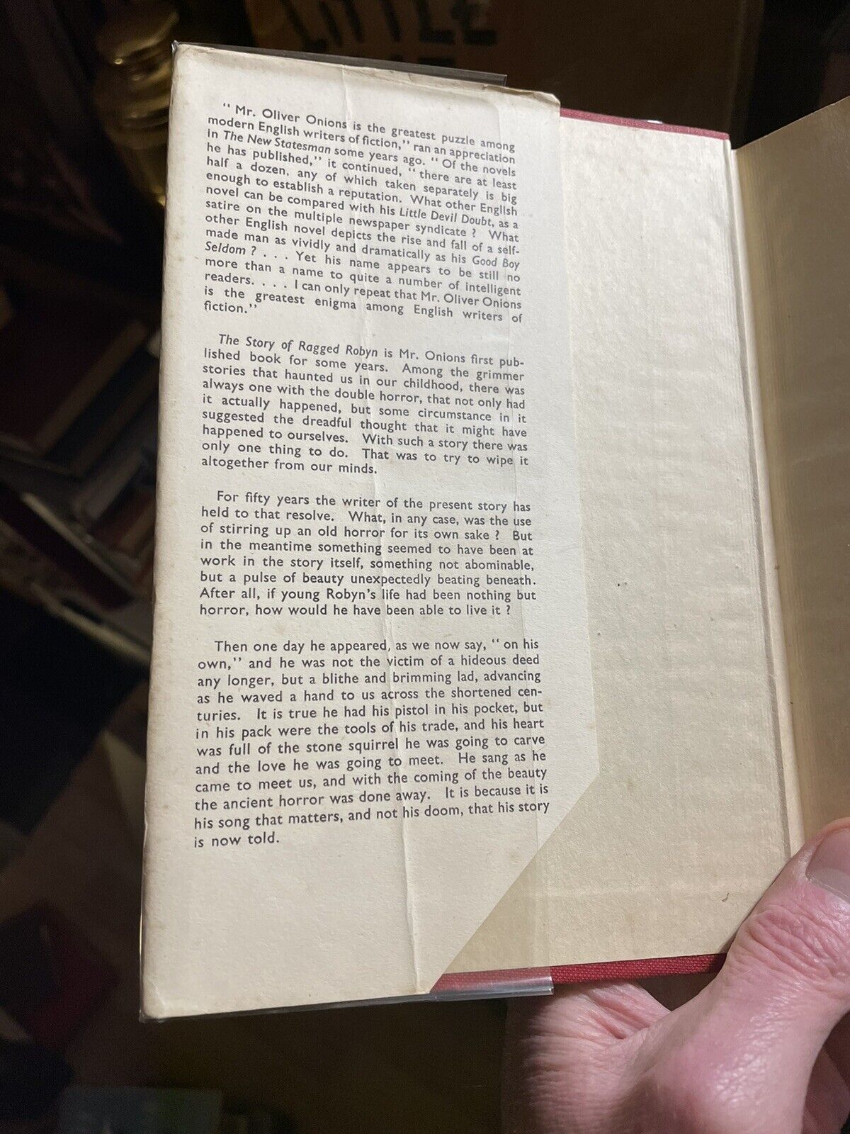 OLIVER ONIONS The Story Of Ragged Robyn FIRST EDITION 1945 with Dust Jacket VGC